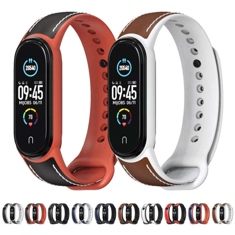 For Xiaomi Mi Band 5/6/7 MIJOBS TPU + Leather Watch Band(Blue+Orange) - Watch Bands by MIJOBS | Online Shopping South Africa | PMC TechLife | Buy Now Pay Later Mobicred