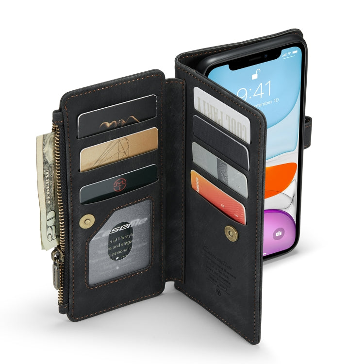 For iPhone 11 CaseMe-C30 PU + TPU Multifunctional Horizontal Flip Leather Case with Holder & Card Slot & Wallet & Zipper Pocket (Black) - iPhone 11 Cases by CaseMe | Online Shopping South Africa | PMC TechLife | Buy Now Pay Later Mobicred