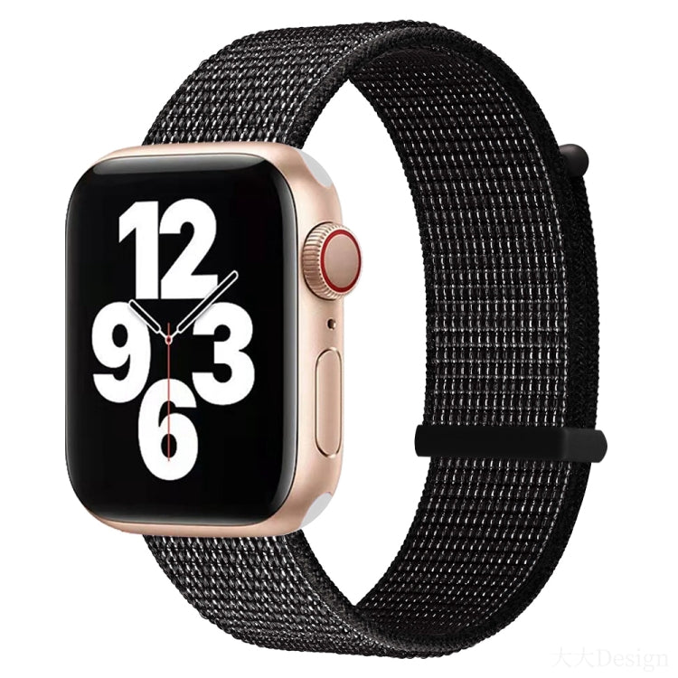 Hook and Loop Fastener Dual Section Watch Band For Apple Watch Series 9&8&7  41mm / SE 3&SE 2&6&SE&5&4 40mm / 3&2&1 38mm(Reflective Black), ZA