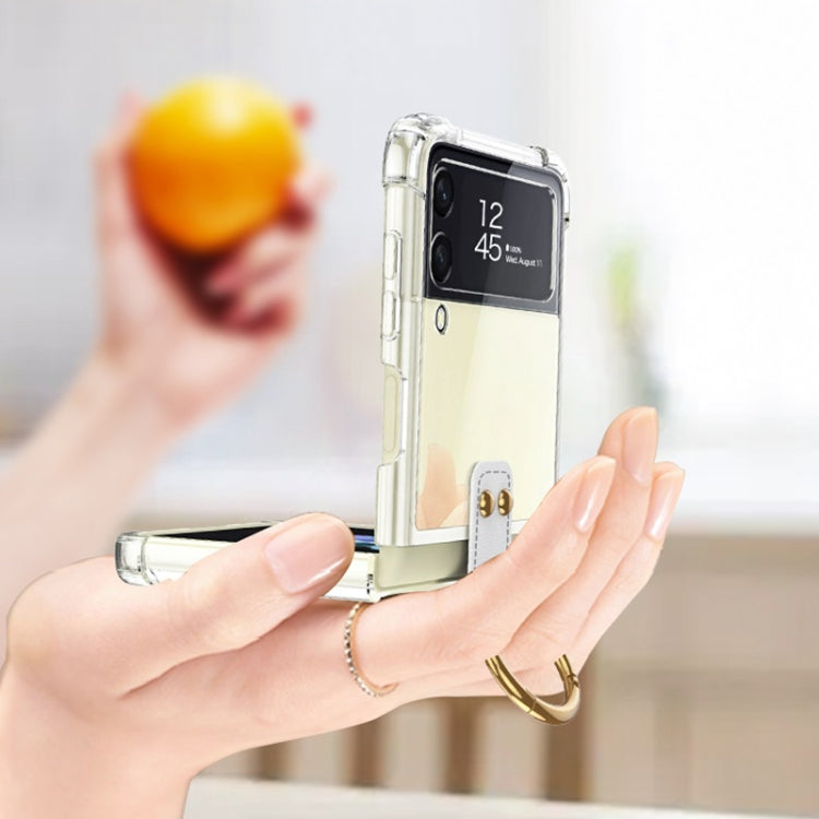 For Samsung Galaxy Z Flip3 5G GKK Shockproof Airbag Phone Case with Ring Holder(Transparent Green) - Galaxy Phone Cases by GKK | Online Shopping South Africa | PMC TechLife | Buy Now Pay Later Mobicred