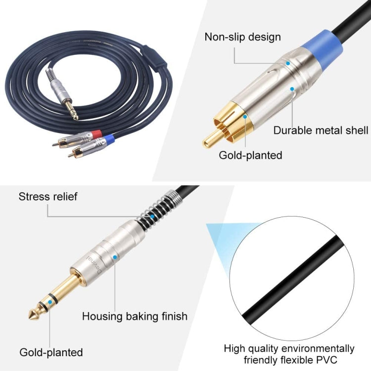 6.35mm Male to Dual RCA Male Audio Cable, Cable Length:3m - Aux Cable by PMC TechLife | Online Shopping South Africa | PMC TechLife