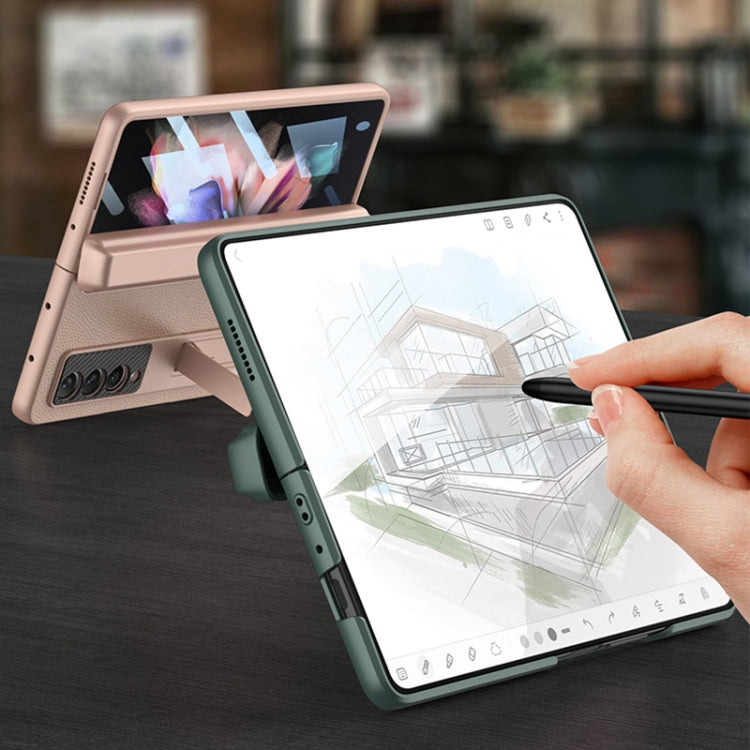 For Samsung Galaxy Z Fold3 5G GKK Magnetic Hinge Plain Leather Phone Flip Case with Pen Box(Black) - free shipping - PMC TechLife - Order now!