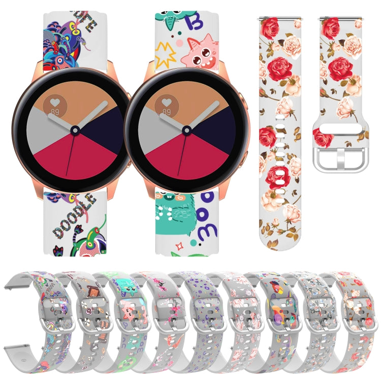 For Samsung Galaxy Watch4 20mm Transparent Printed TPU Silicone Watch Band(7) - Watch Bands by PMC TechLife | Online Shopping South Africa | PMC TechLife | Buy Now Pay Later Mobicred