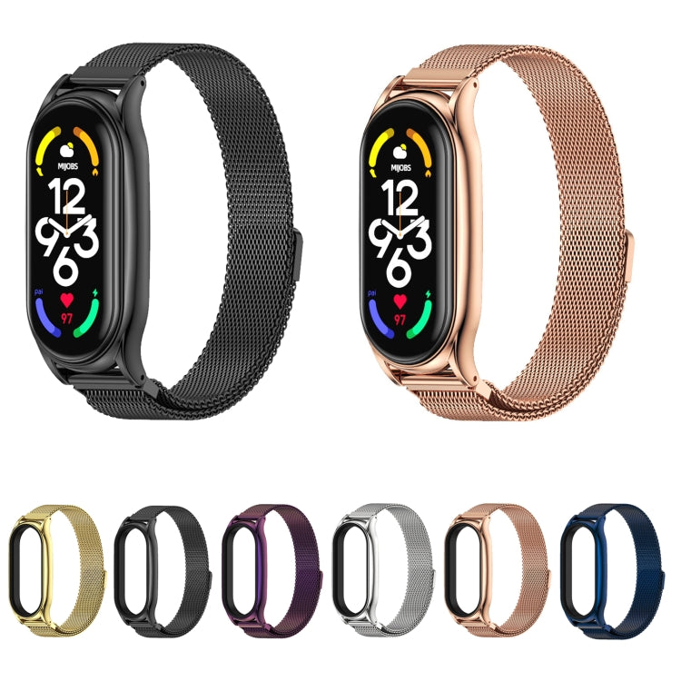 For Xiaomi Mi Band 7 / 7 NFC MIJOBS Milan Magnetic Plus Stainless Steel Watch Band(Blue) - Watch Bands by MIJOBS | Online Shopping South Africa | PMC TechLife | Buy Now Pay Later Mobicred