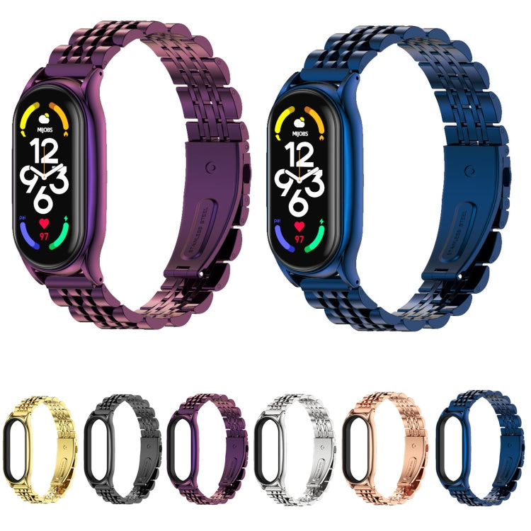 For Xiaomi Mi Band 7 / 7 NFC MIJOBS Plus Seven-bead Metal Stainless Steel Watch Band(Rose Gold) - Watch Bands by MIJOBS | Online Shopping South Africa | PMC TechLife | Buy Now Pay Later Mobicred