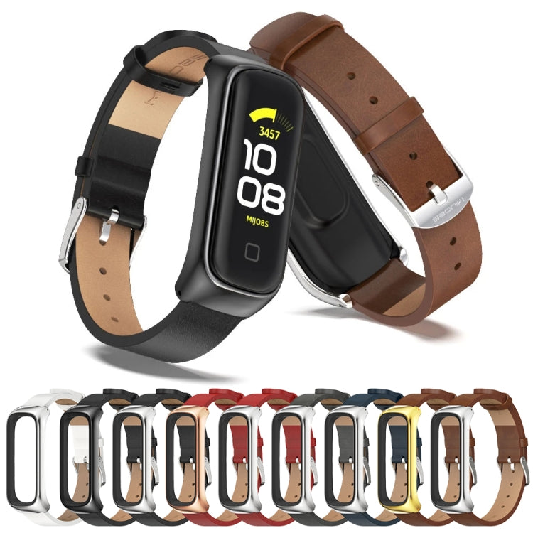 For Samsung Galaxy Fit 2 MIJOBS Metal Case Microfiber Leather Watch Band(Grey Silver) - free shipping - PMC TechLife - Order now!