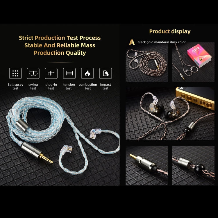QKZ T1 8 Core TC Silver Plated 3.5mm 0.75mm 2PIN HIFI Earphone Update Cable(Yellow) - free shipping - PMC TechLife - Order now!