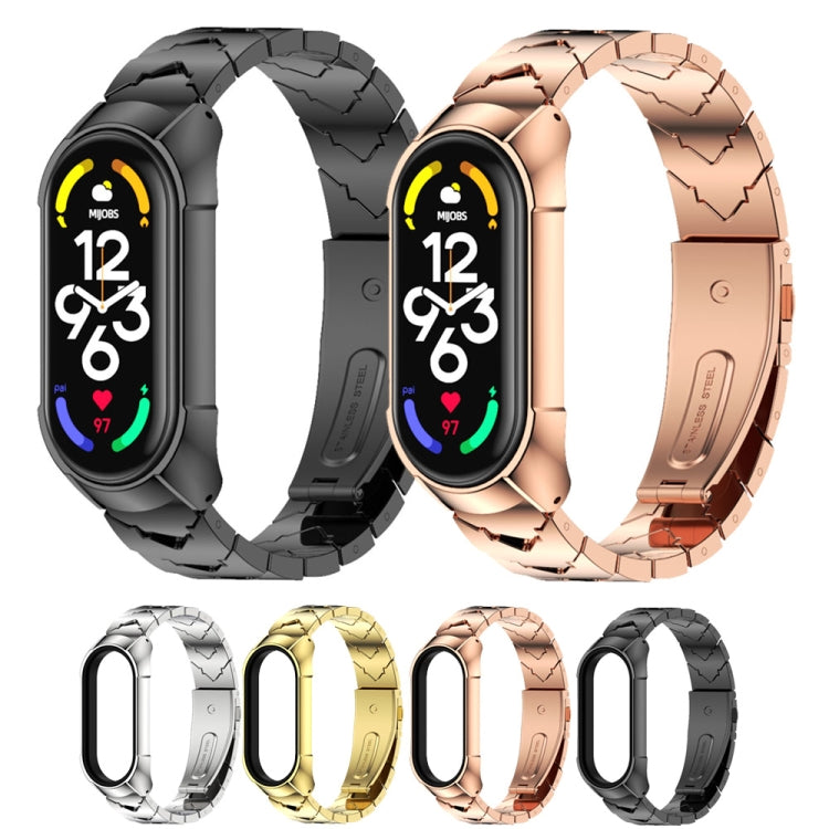 For Xiaomi Mi Band 7 / 7 NFC MIJOBS Stainless Steel Watch Band, Style:TF2 V Type(Rose Gold) - Watch Bands by MIJOBS | Online Shopping South Africa | PMC TechLife | Buy Now Pay Later Mobicred