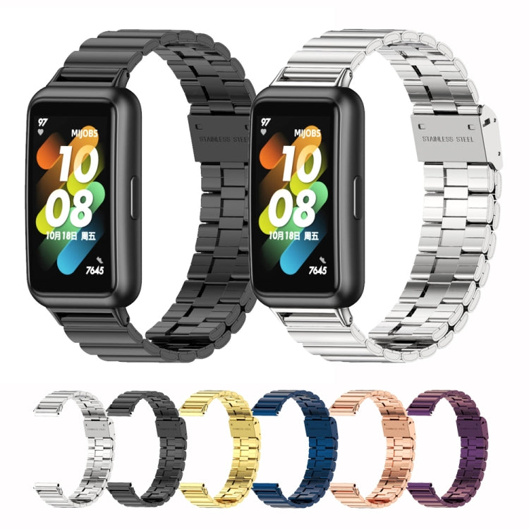 For Huawei Band 7 / 7 NFC Mijobs Bamboo Stainless Steel Metal Buckle Watch Band(Rose Gold) - Watch Bands by MIJOBS | Online Shopping South Africa | PMC TechLife | Buy Now Pay Later Mobicred