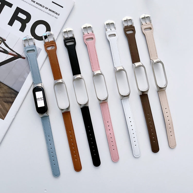 For Xiaomi Mi Band 5 / 6 8-buckle Leather Watch Band(Black) - free shipping - PMC TechLife - Order now!