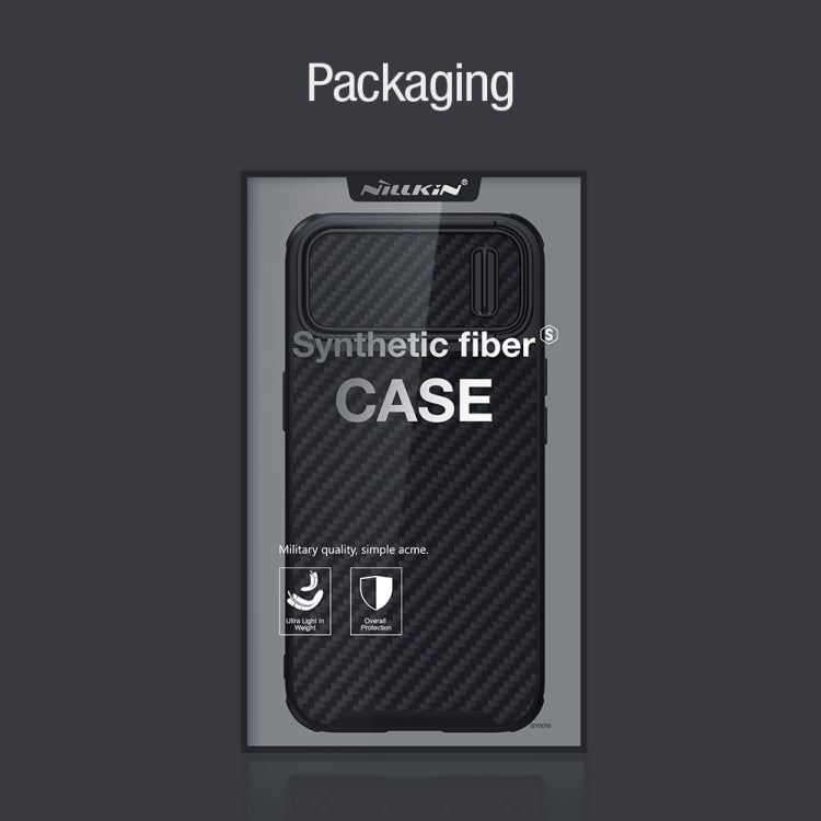 For iPhone 14 Plus NILLKIN Synthetic Fiber Camshield Phone Case(Black) - free shipping - PMC TechLife - Order now!