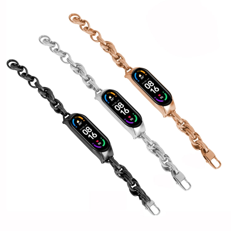 For Xiaomi Mi Band 5 / 6 Corrugated Twist Chain Metal Watch Band(Rose Gold) - free shipping - PMC TechLife - Order now!