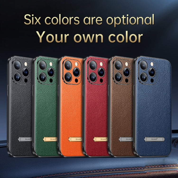 For iPhone 14 Plus SULADA Famous Artisan Series Litchi Leather PC + TPU Phone Case(Dark Green) - iPhone 14 Plus Cases by SULADA | Online Shopping South Africa | PMC TechLife