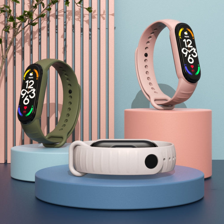 For Xiaomi Mi Band 7 / 6 / 5 MIJOBS Ripple Texture TPU Watch Band(Grass Green) - Watch Bands by MIJOBS | Online Shopping South Africa | PMC TechLife | Buy Now Pay Later Mobicred