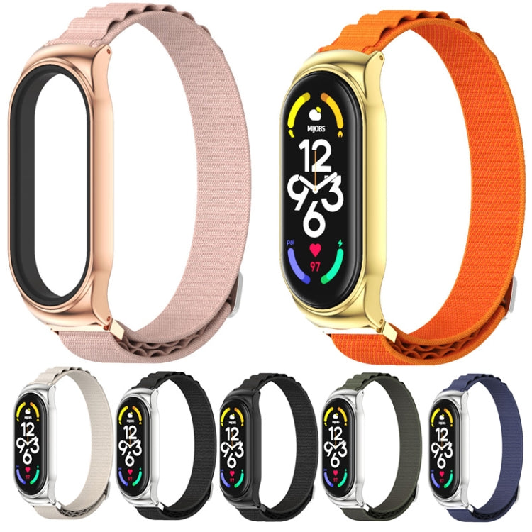 For Xiaomi Mi Band 7 / 7 NFC MIJOBS CS Nylon Breathable Watch Band(Black Silver) - Watch Bands by MIJOBS | Online Shopping South Africa | PMC TechLife | Buy Now Pay Later Mobicred