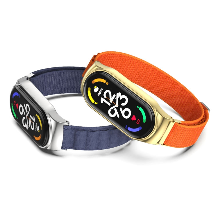 For Xiaomi Mi Band 6 / 5 / 4 / 3 MIJOBS PLUS Nylon Breathable Watch Band(Army Green Silver) - Watch Bands by MIJOBS | Online Shopping South Africa | PMC TechLife | Buy Now Pay Later Mobicred