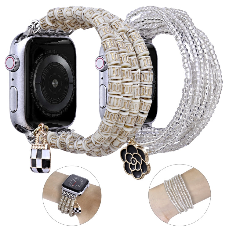 Multi-row Beads Watch Band For Apple Watch Ultra 49mm&Watch Ultra 2 49mm / Series 9&8&7 45mm / SE 3&SE 2&6&SE&5&4 44mm / 3&2&1 42mm(Transparent Beads) - free shipping - PMC TechLife - Order now!