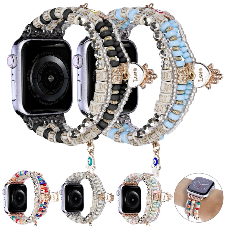 Forest Style Beads Watch Band For Apple Watch Series 9&8&7 41mm / SE 3&SE 2&6&SE&5&4 40mm / 3&2&1 38mm(Black) - free shipping - PMC TechLife - Order now!