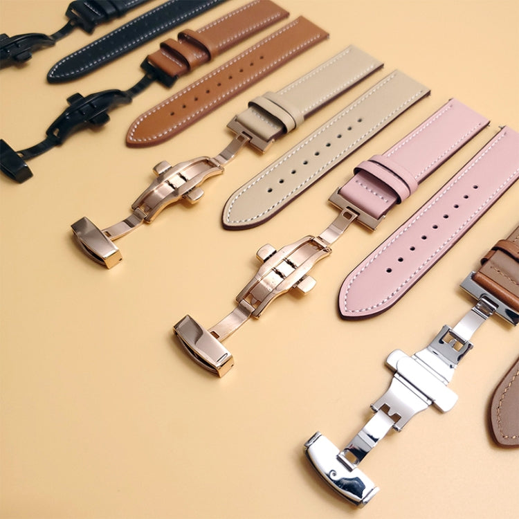 For Google Pixel Watch Butterfly Buckle Genuine Leather Watch Band(Silver White) - free shipping - PMC TechLife - Order now!