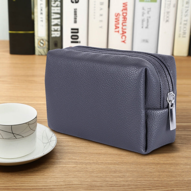 Leather Power Pack Charger Data Cable Mouse Digital Storage Bag(Dark Grey) - Digital Storage Bag by PMC TechLife | Online Shopping South Africa | PMC TechLife