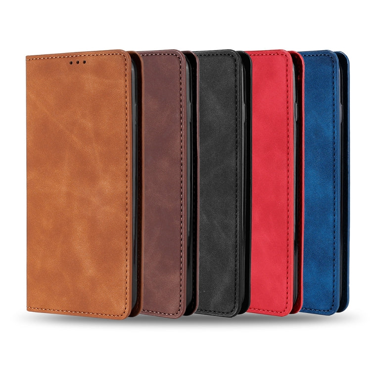 For OnePlus Ace 2/11R Skin Feel Magnetic Horizontal Flip Leather Phone Case(Dark Brown) - free shipping - PMC TechLife - Order now!