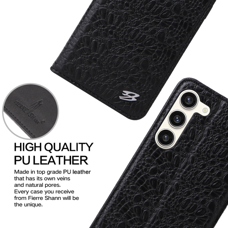 For Samsung Galaxy S23 5G Fierre Shann Crocodile Texture Magnetic Genuine Leather Phone Case(Black) - Galaxy S23 5G Cases by FIERRE SHANN | Online Shopping South Africa | PMC TechLife | Buy Now Pay Later Mobicred
