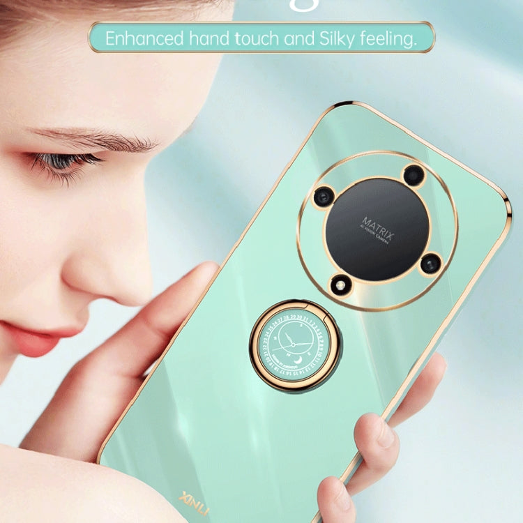 For Honor X9a 5G XINLI Straight Edge 6D Electroplate TPU Phone Case with Ring Holder(Mint Green) - free shipping - PMC TechLife - Order now!