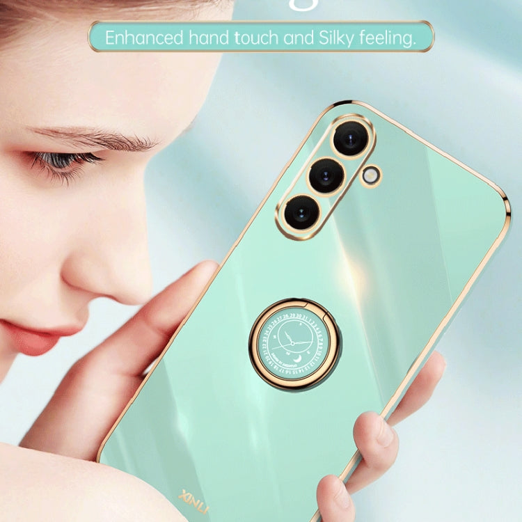 For Samsung Galaxy A24 4G XINLI Straight Edge 6D Electroplate TPU Phone Case with Ring Holder(Hawthorn Red) - free shipping - PMC TechLife - Order now!