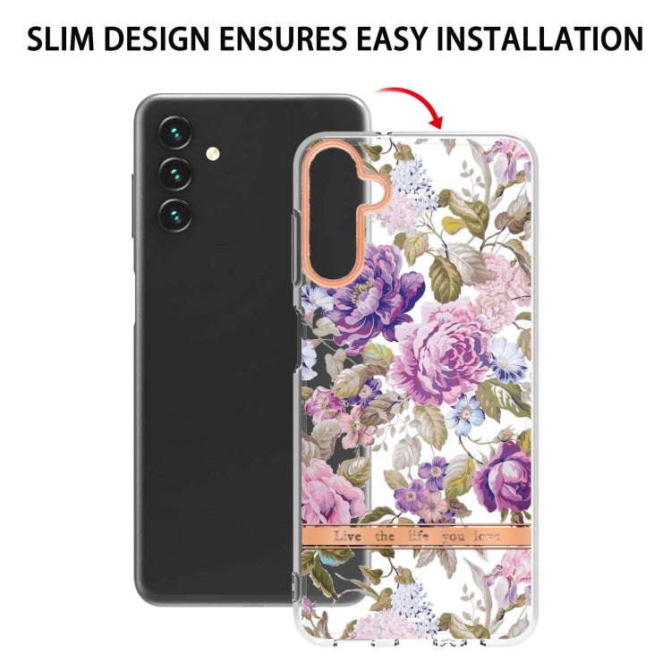 For Samsung Galaxy A34 5G Flowers and Plants Series IMD TPU Phone Case(Purple Peony) - free shipping - PMC TechLife - Order now!