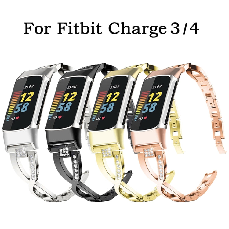 For Fitbit Charge 3 / 4 Diamond Metal Watch Band(Silver) - by PMC TechLife | Online Shopping South Africa | PMC TechLife