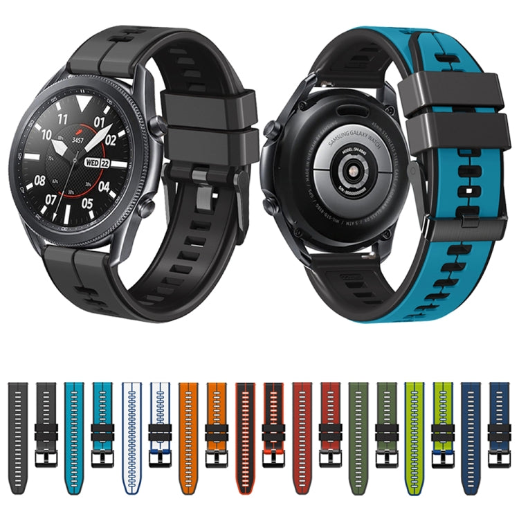 22mm Universal Vertical Line Two-Color Silicone Watch Band(Dark Blue+Black) - Smart Wear by PMC TechLife | Online Shopping South Africa | PMC TechLife