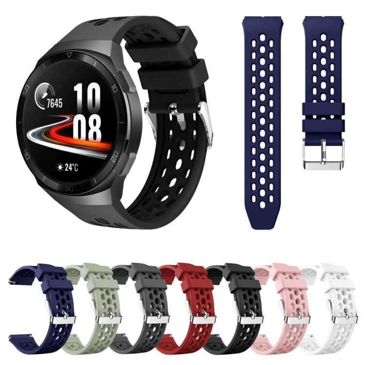 For Huawei Watch GT 2e Solid Color Round Hole Silicone Watch Band(Black) - Smart Wear by PMC TechLife | Online Shopping South Africa | PMC TechLife