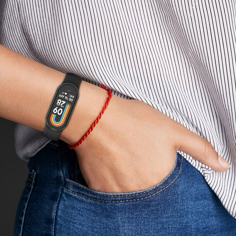 For Xiaomi Mi Band 8 Solid Color Stainless Steel Plug Replacement Watch Band (Light Grey) - Watch Bands by PMC TechLife | Online Shopping South Africa | PMC TechLife