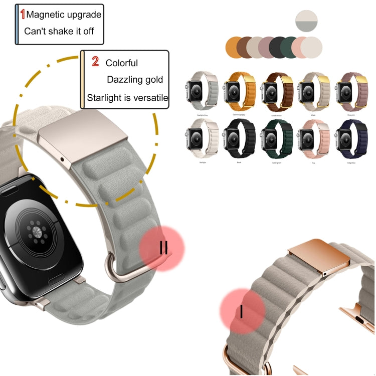 Magnetic Reverse Buckle Watch Band For Apple Watch Series 8&7 45mm(Saddle Brown) - Smart Wear by PMC TechLife | Online Shopping South Africa | PMC TechLife