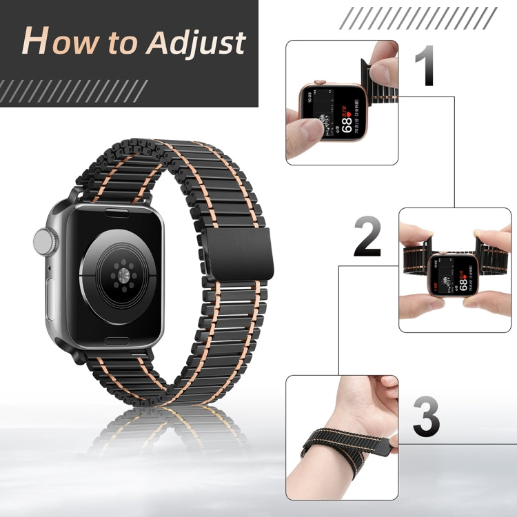 Chain Magnetic Stainless Steel Watch Band For Apple Watch Series 8&7 41mm / SE 2&6&SE&5&4 40mm / 3&2&1 38mm(Black+Silver) - Smart Wear by PMC TechLife | Online Shopping South Africa | PMC TechLife