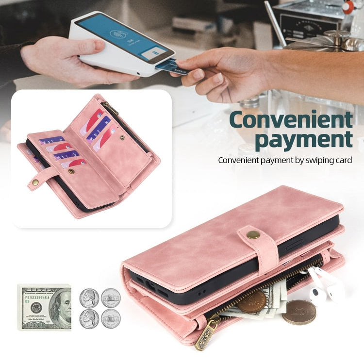 For Samsung Galaxy S23 5G Zipper Wallet Magnetic Detachable Leather Phone Case(Pink) - free shipping - PMC TechLife - Order now!
