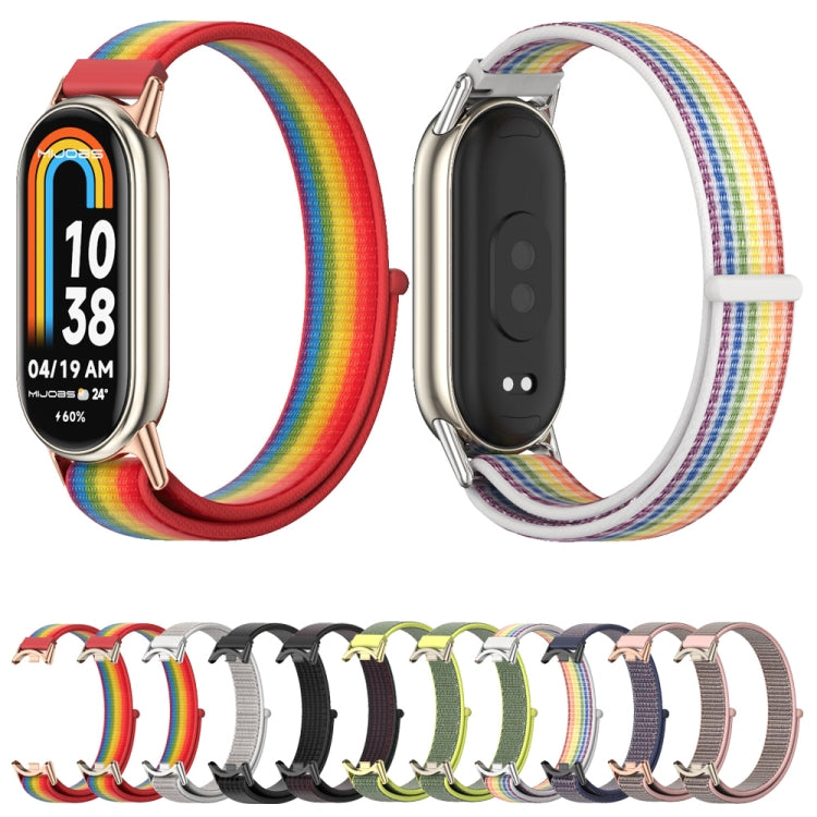 For Xiaomi Mi Band 8 / 9 / 9 NFC Mijobs Breathable Nylon Loop Watch Band(Rainbow Light Gold) - Watch Bands by MIJOBS | Online Shopping South Africa | PMC TechLife | Buy Now Pay Later Mobicred
