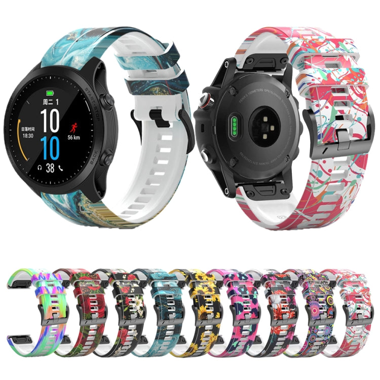For Garmin Forerunner 965 / 955 / 945 / 935 Printing Quick Release Silicone Watch Band(Rose) - Watch Bands by PMC TechLife | Online Shopping South Africa | PMC TechLife