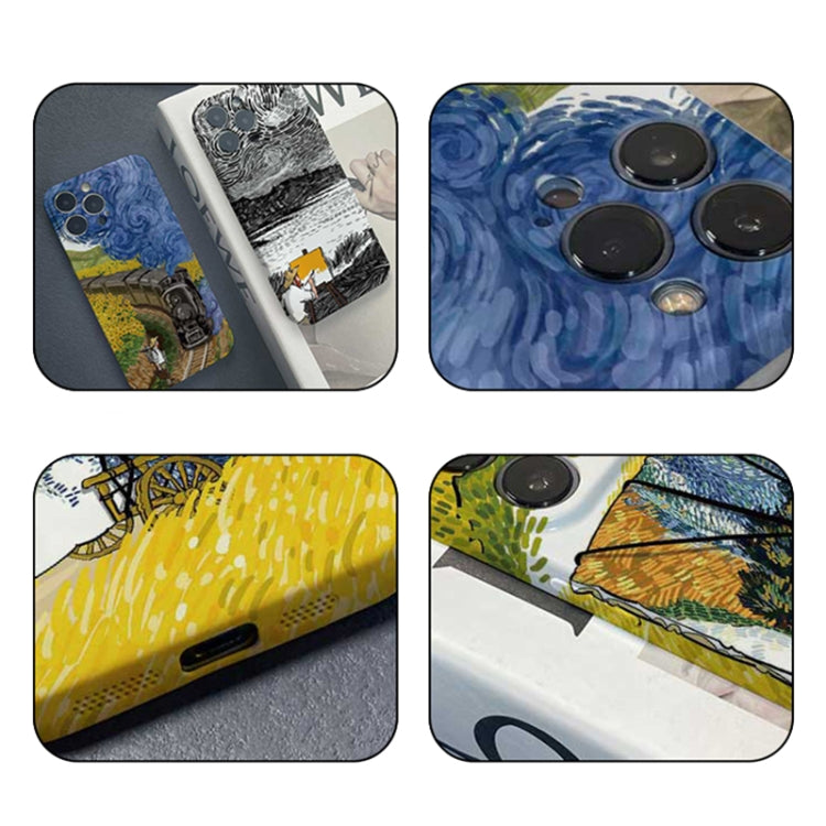 For iPhone 14 Plus Precise Hole Oil Painting Pattern PC Phone Case(Train) - iPhone 14 Plus Cases by PMC TechLife | Online Shopping South Africa | PMC TechLife