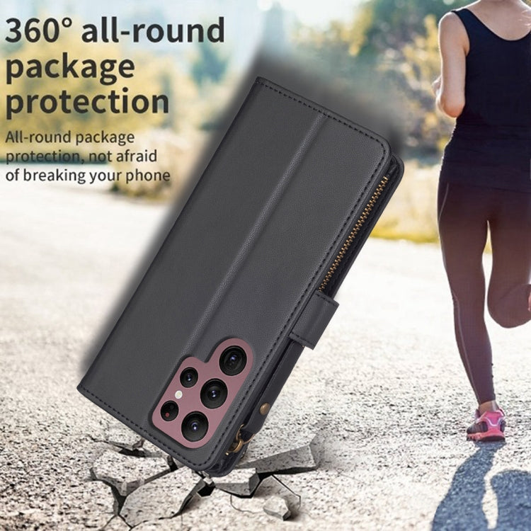 For Samsung Galaxy S22 Ultra 5G 9 Card Slots Zipper Wallet Leather Flip Phone Case(Black) - free shipping - PMC TechLife - Order now!