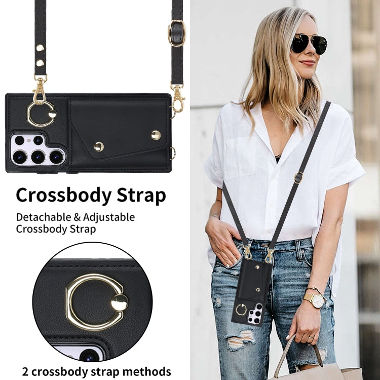 For Samsung Galaxy S23 Ultra 5G Zipper Card Bag Phone Case with Dual Lanyard(Black) - Galaxy S23 Ultra 5G Cases by PMC TechLife | Online Shopping South Africa | PMC TechLife | Buy Now Pay Later Mobicred