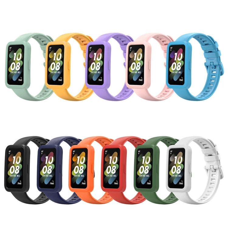 For Huawei Band 8 Silicone Protective Case + Silicone Watch Band Kit(Orange) - Watch Bands by PMC TechLife | Online Shopping South Africa | PMC TechLife