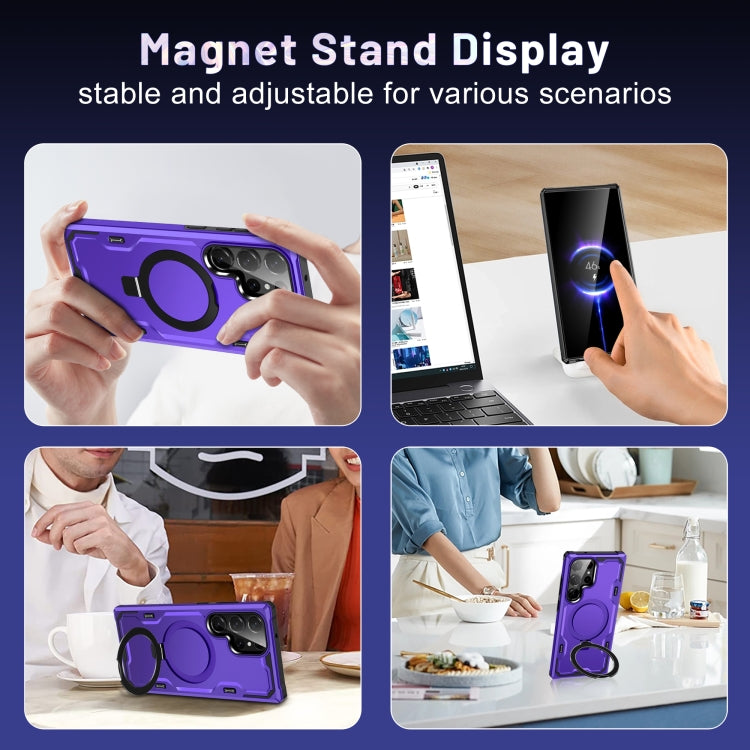 For Samsung Galaxy S23 5G Patronus MagSafe Magnetic Holder Phone Case(Purple) - Galaxy S23 5G Cases by PMC TechLife | Online Shopping South Africa | PMC TechLife