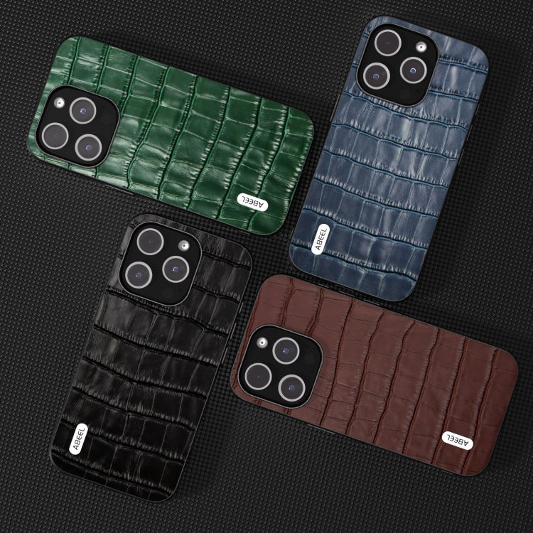 For iPhone 14 Plus ABEEL Crocodile Texture Genuine Leather Phone Case(Blue) - free shipping - PMC TechLife - Order now!