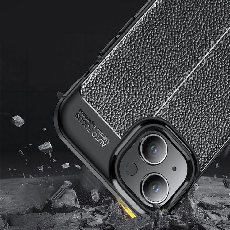 For iPhone 15 Plus Litchi Texture Shockproof TPU Phone Case(Blue) - free shipping - PMC TechLife - Order now!