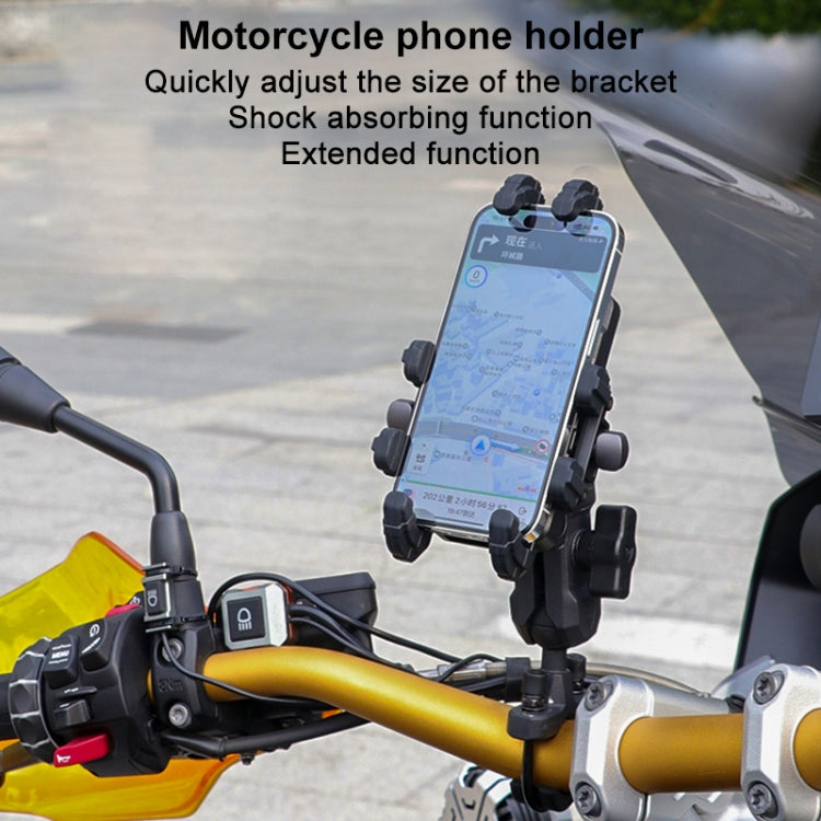 MOTOSLG Crab Motorcycle Phone Clamp Bracket L-Type Rear Mirror Mount with Anti-theft Lock(Black) - free shipping - PMC TechLife - Order now!