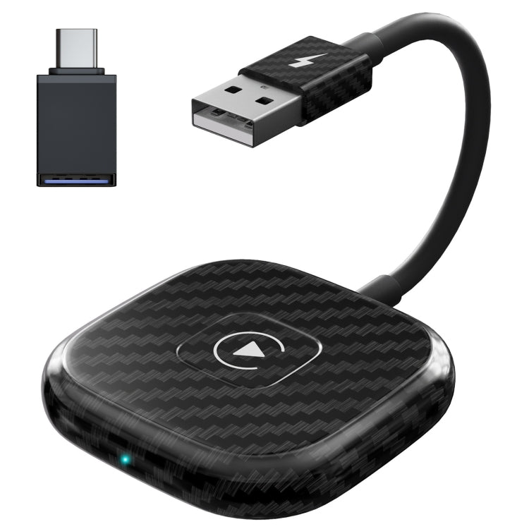 USB + USB-C / Type-C Wired to Wireless Carplay Adapter for iPhone(Black), ZA