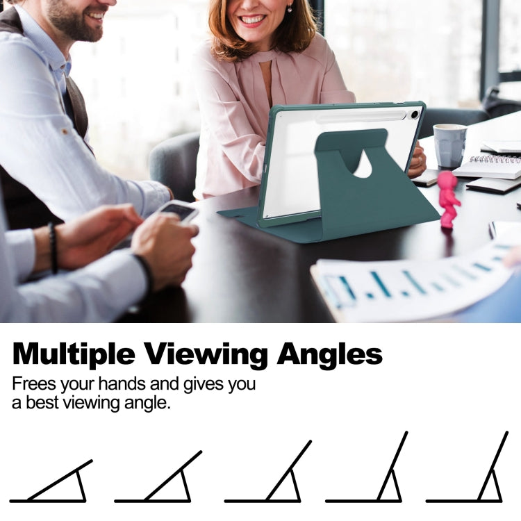 For Samsung Galaxy Tab S9 FE / S10 FE 360 Rotation Transparent Smart Leather Case with Keyboard(Dark Green) - Galaxy Tab S9 FE by PMC TechLife | Online Shopping South Africa | PMC TechLife | Buy Now Pay Later Mobicred