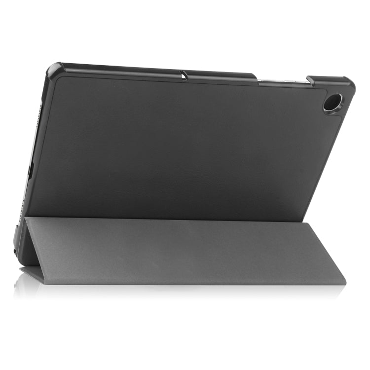 For Samsung Galaxy Tab A9 Custer Pure Color 3-Fold Holder Leather Tablet Case(Black) - free shipping - PMC TechLife - Order now!