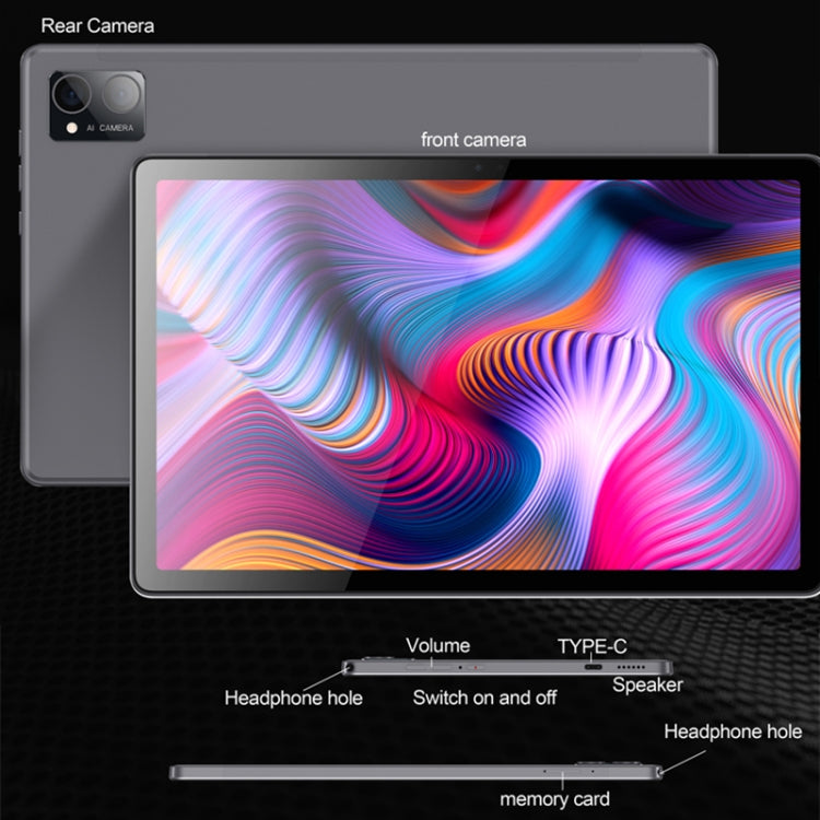 BDF P60 4G LTE Tablet PC 10.1 inch, 8GB+128GB, Android 11 MTK6755 Octa Core, Support Dual SIM, EU Plug(Grey) - free shipping - PMC TechLife - Order now!